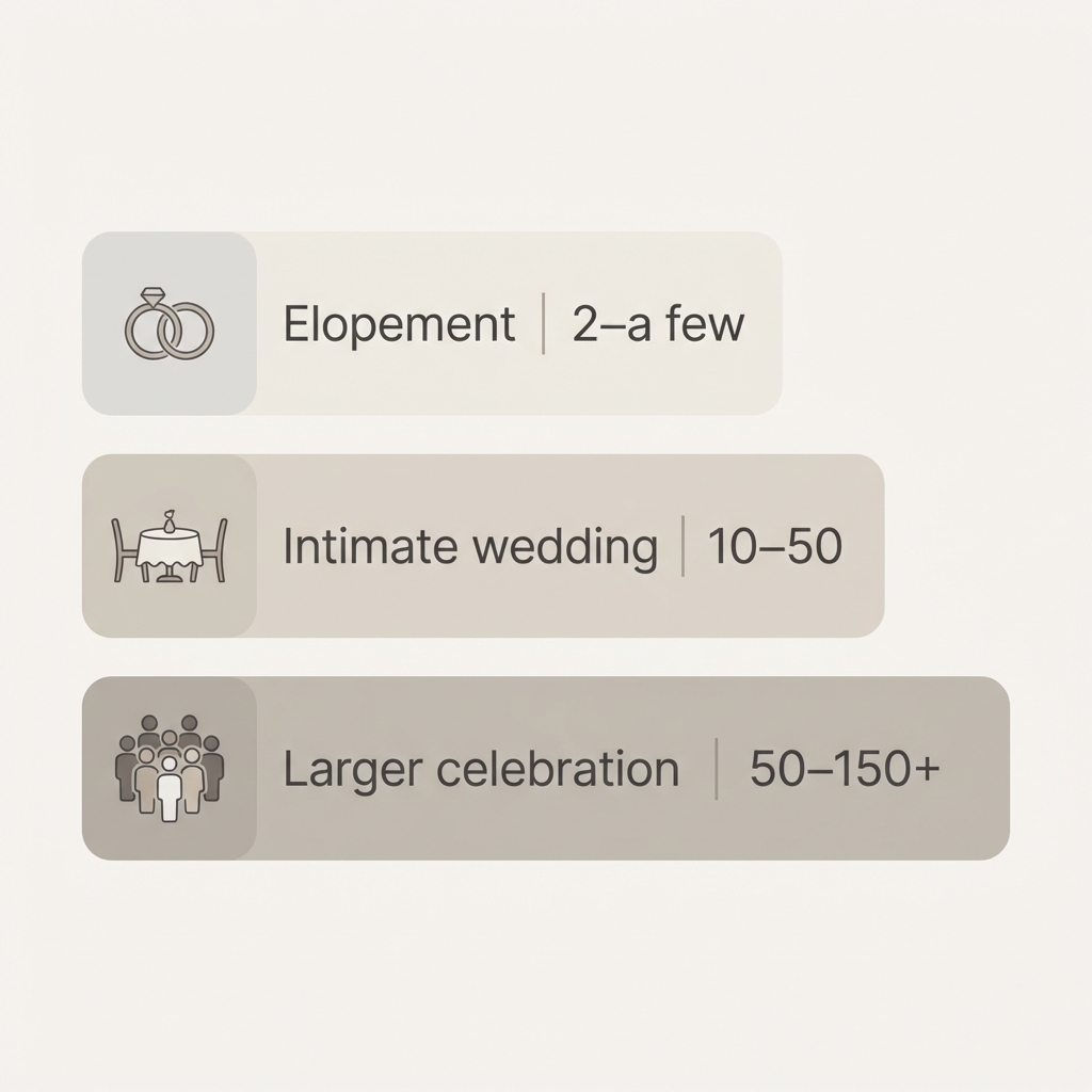 Celebration scales in Piemonte Italy: elopement, intimate gathering, and multi-day estate event