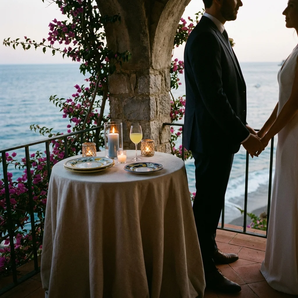 beach wedding italy candlelit terrace aperitivo moment