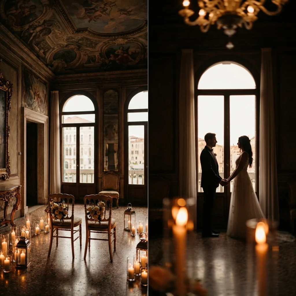 elope in venice italy candlelit frescoed palazzo ceremony