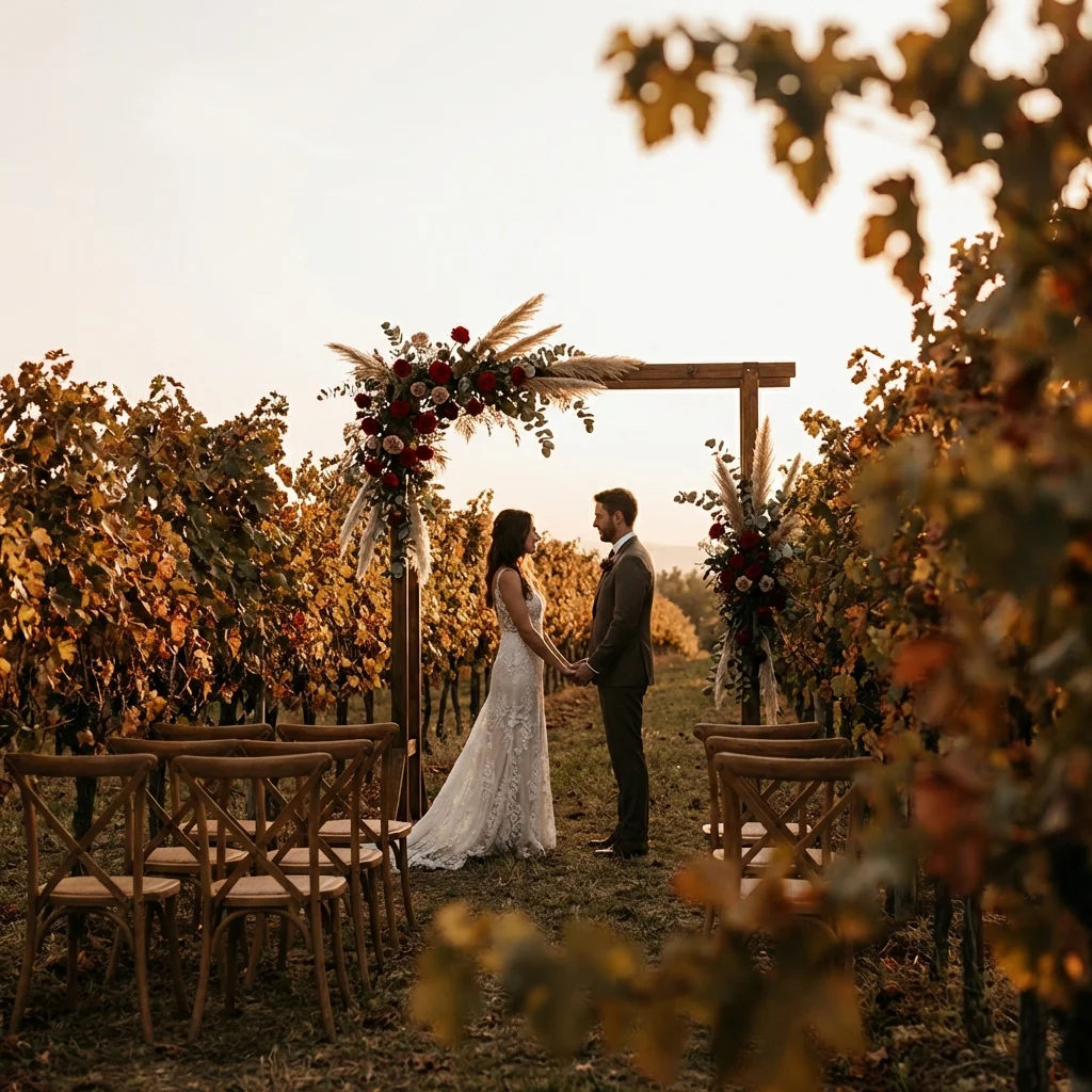 vineyard wedding italy autumn harvest ceremony among vines