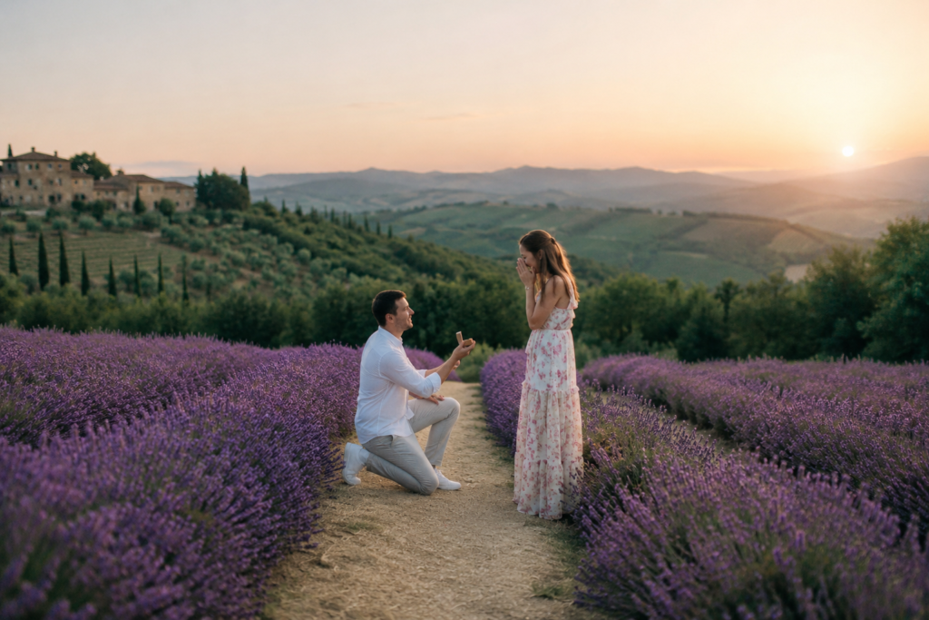 Lavender Field Proposal in Tuscany