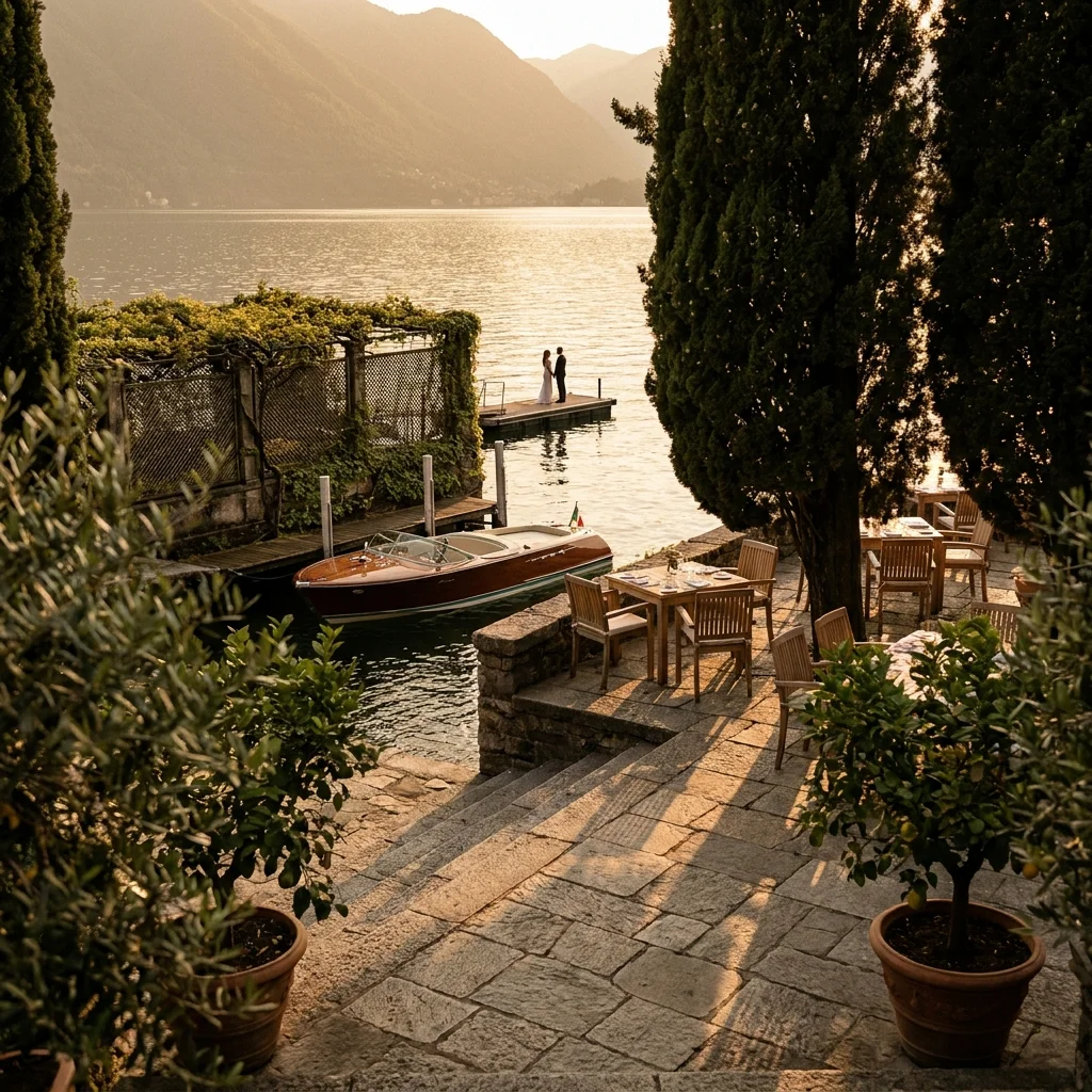 lake como sunset wedding