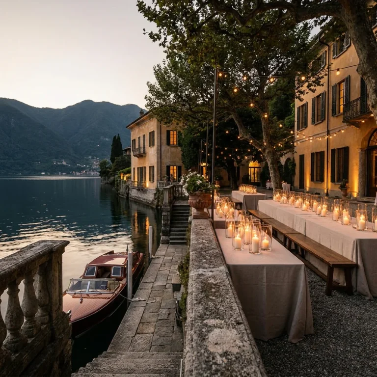 lake como candlelit reception