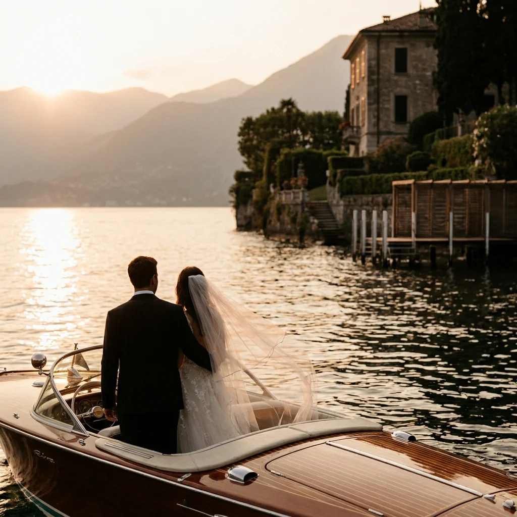 lake como sunset wedding