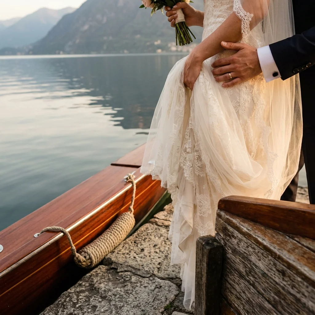 lake como wedding boat