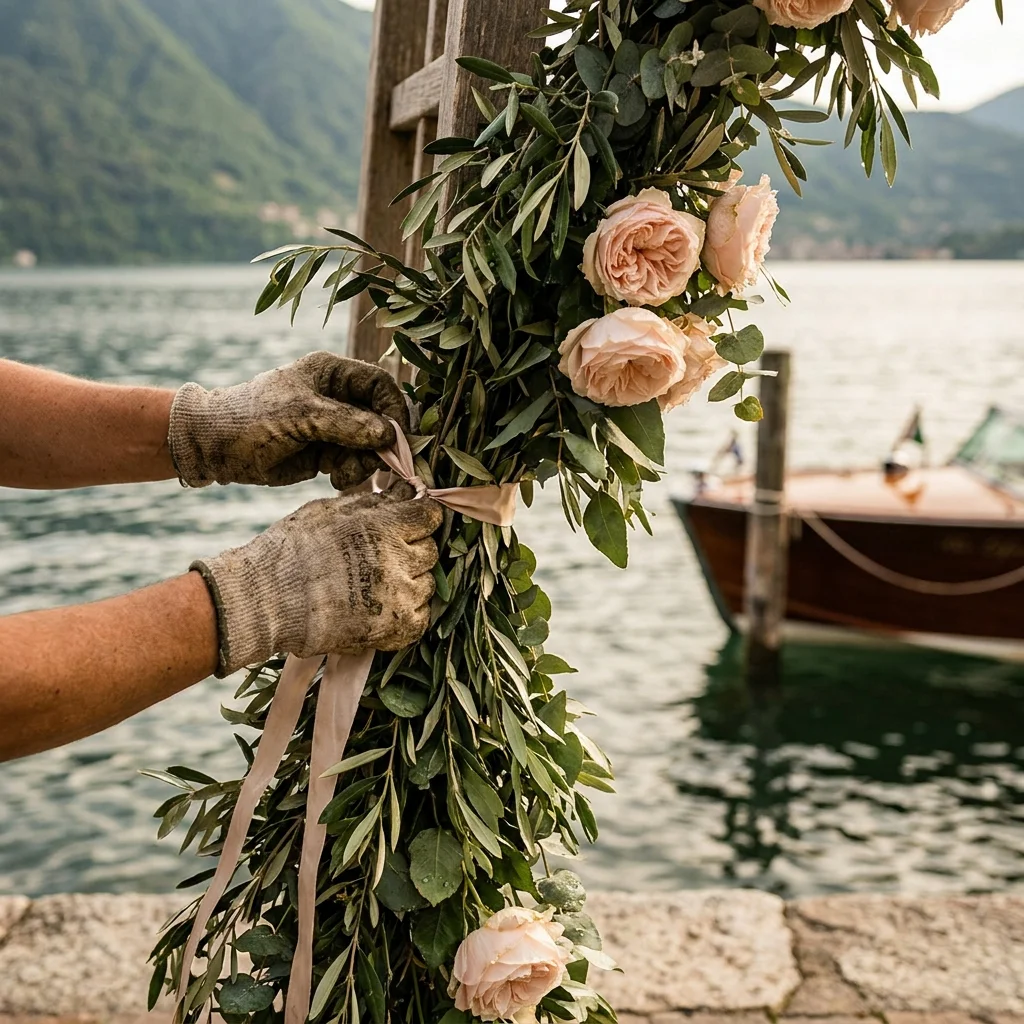 lake como wedding flowers