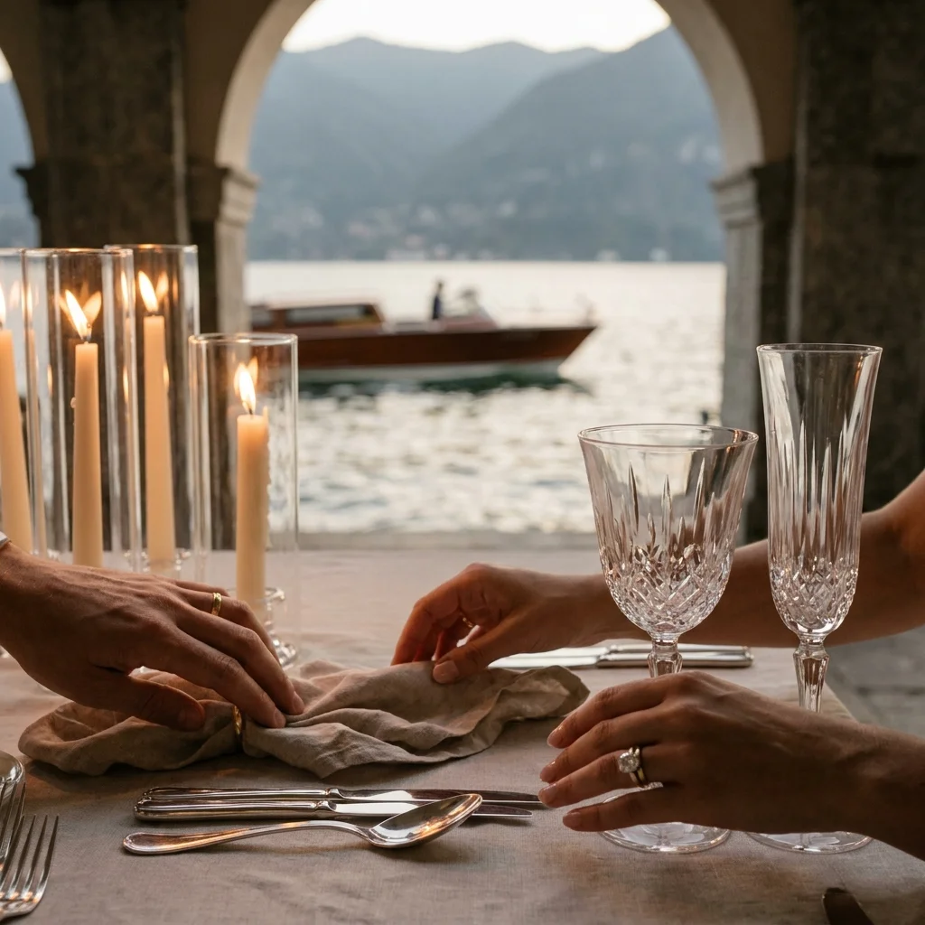 lake como candlelit reception