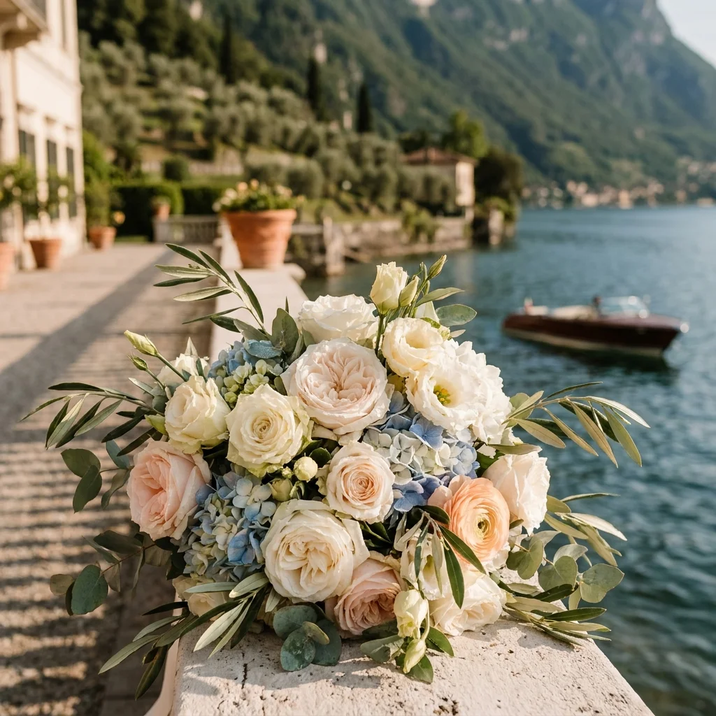 lake como wedding flowers