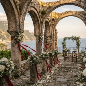 Medieval arches of the Basilica di Sant'Eustachio above the Amalfi Coast – vow renewal on the Amalfi Coast, Italy – Kiss Me Italy