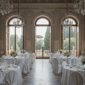 Wedding lunch in the historic neoclassical halls of Casina Valadier in Rome – Pincio wedding – Kiss Me Italy
