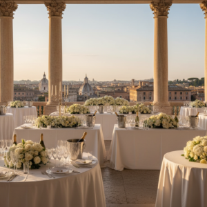 Wedding aperitivo on the terraces of Casina Valadier above Piazza del Popolo – Casina Valadier wedding – Kiss Me Italy