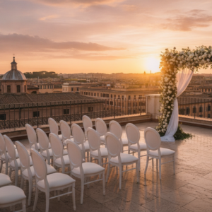 Wedding ceremony on the Privè Terrace of Hotel de la Ville above the rooftops of Rome – Hotel de la Ville wedding – Kiss Me Italy