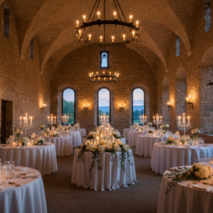 Elegant wedding reception in the historic hall of a Roman castle – Rome castle wedding – Kiss Me Italy