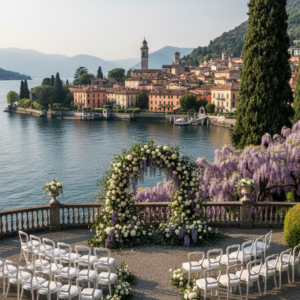 Wedding ceremony on the lakefront botanical terrace of Villa Cipressi in Varenna – Villa Cipressi wedding – Kiss Me Italy