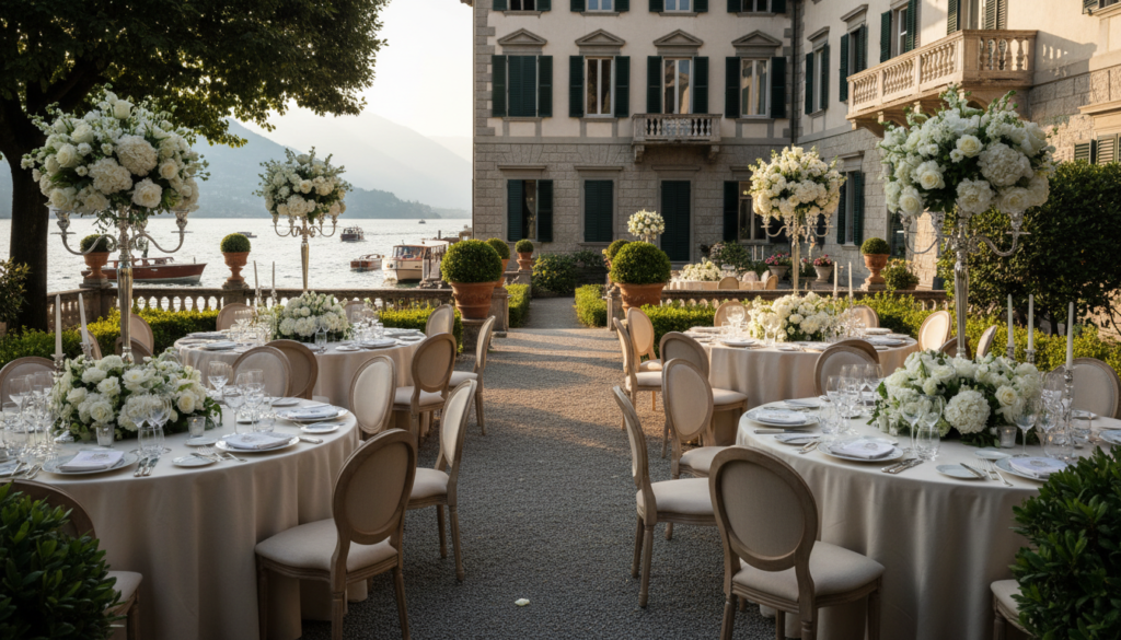 Wedding in Italy with Accommodation Wedding cocktail in the lakefront garden of Villa Revel Parravicini in Como – Villa Revel Parravicini wedding – Kiss Me Italy