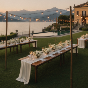 Wedding reception in the lakefront park of Villa Sardegna on Lake Como – Villa Sardegna wedding – Kiss Me Italy