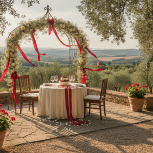 Vow renewal ceremony in the garden of Agriturismo Belagaggio, Siena – belagaggio vow renewal siena – Kiss Me Italy