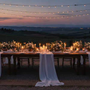 Wedding dinner under the stars at Agriturismo Belagaggio, Siena – belagaggio wedding siena – Kiss Me Italy