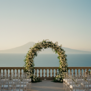 Wedding ceremony on the sea terrace of the Bellevue Syrene over the Gulf of Naples – bellevue syrene wedding – Kiss Me Italy