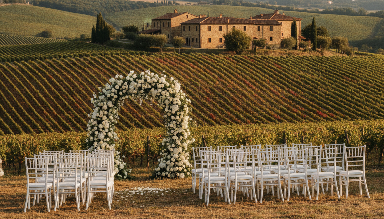 Wedding ceremony among the vineyards of Borgo Vescine in Radda in Chianti – borgo vescine wedding – Kiss Me Italy