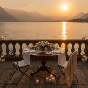 Proposal setup on the terrace of Castello Dal Pozzo over Lake Maggiore – castello dal pozzo proposal lake maggiore – Kiss Me Italy
