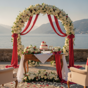 Vow renewal ceremony on the terrace of Castello Dal Pozzo over Lake Maggiore – castello dal pozzo vow renewal lake maggiore – Kiss Me Italy