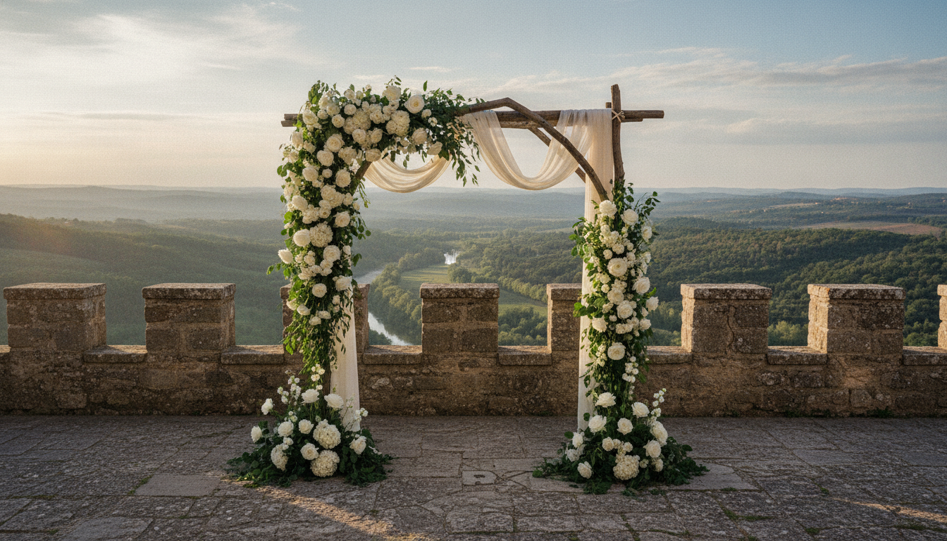 Wedding ceremony setup at Castello di Petrata, Umbria countryside – castello di petrata wedding umbria – Kiss Me Italy