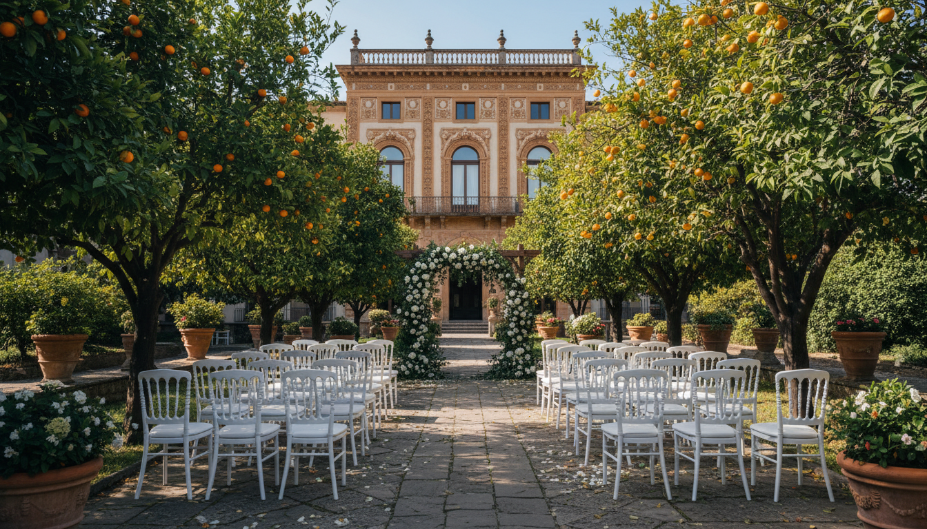 Wedding ceremony in the historic orange garden of the Excelsior Vittoria in Sorrento – sorrento orange garden wedding – Kiss Me Italy