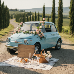 Vintage Fiat 500 proposal tour through the Tuscan hills near Florence – fiat 500 tour tuscany – Kiss Me Italy
