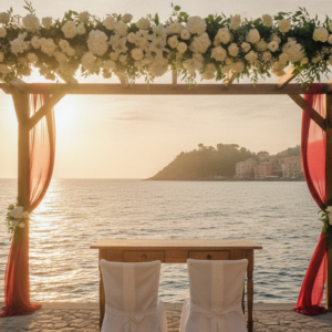 Elopement ceremony on the seafront pergola of Grand Hotel Miramare, Santa Margherita – grand hotel miramare elopement santa margherita – Kiss Me Italy