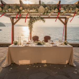 Vow renewal ceremony on the seafront pergola of Grand Hotel Miramare, Santa Margherita – grand hotel miramare vow renewal santa margherita – Kiss Me Italy