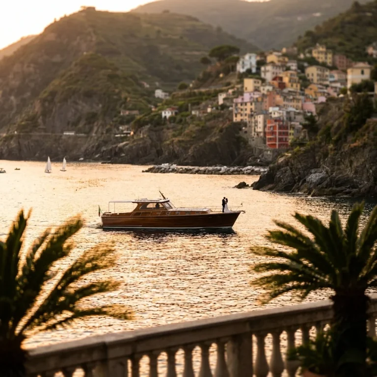 cinque terre wedding boat