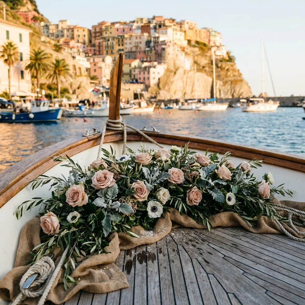 cinque terre wedding boat