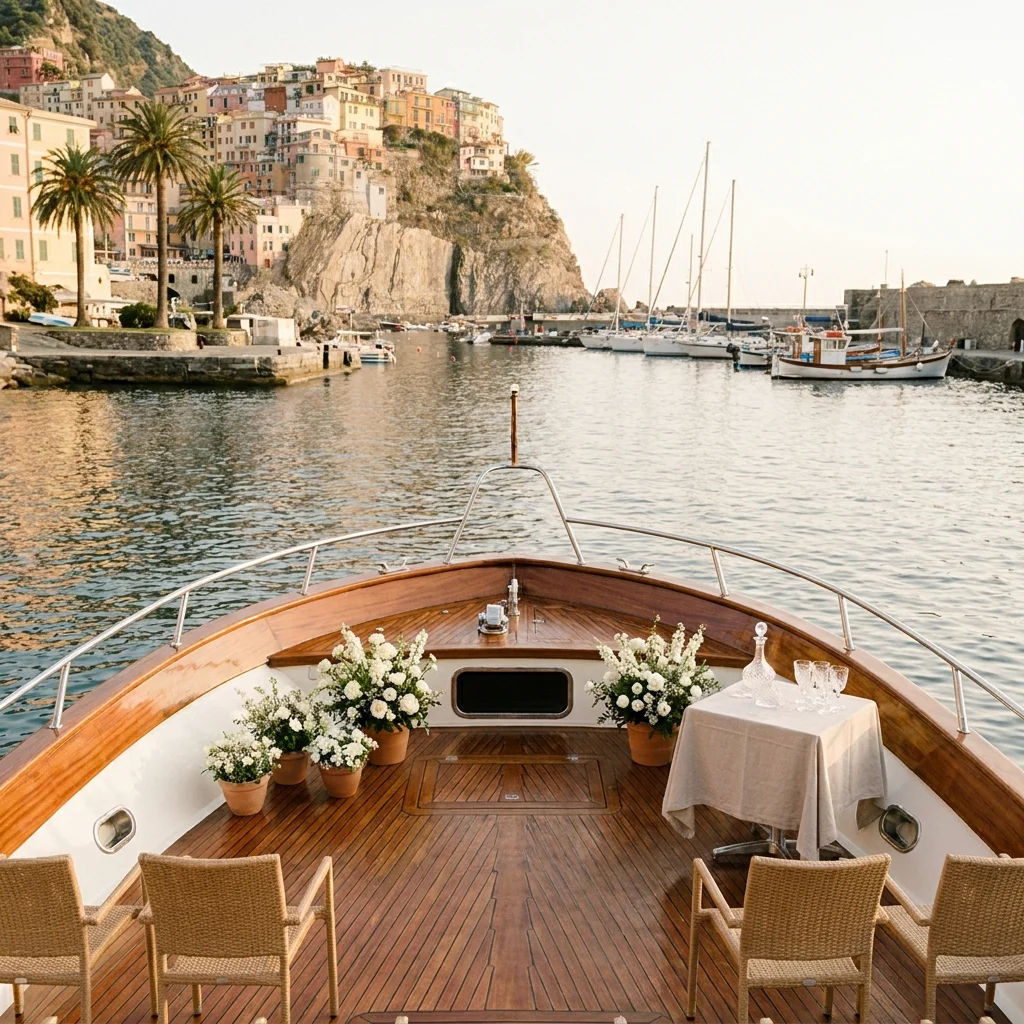 cinque terre wedding boat
