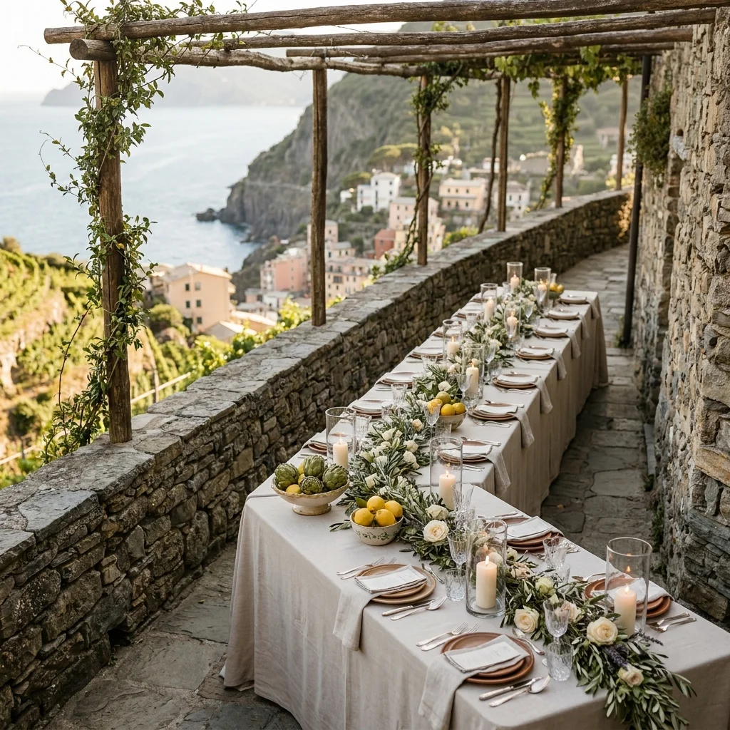 cinque terre wedding tablescape