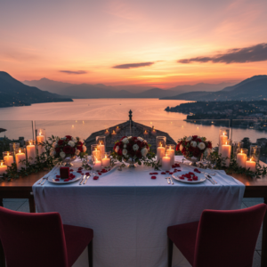 Private rooftop proposal setup over the first basin of Lake Como at Palazzo Genazzini – lake como rooftop proposal – Kiss Me Italy