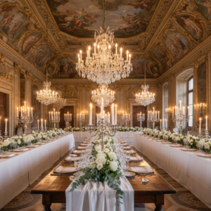 Wedding dinner in the frescoed hall of Palazzo Verità Poeta in Verona – Palazzo Verita Poeta wedding – Kiss Me Italy