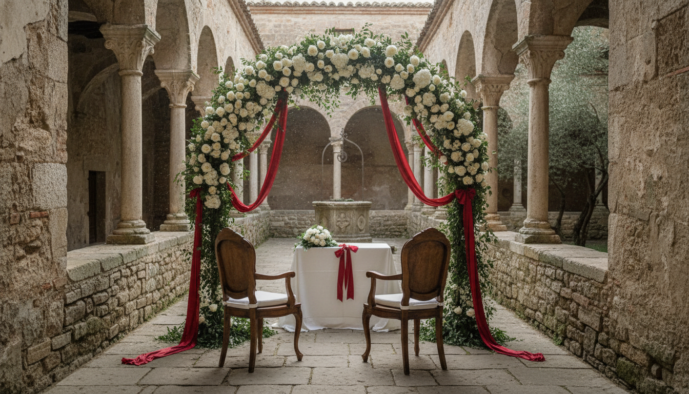Elopement ceremony in the cloister of San Pietro Sopra le Acque, Umbria – san pietro sopra le acque elopement umbria – Kiss Me Italy