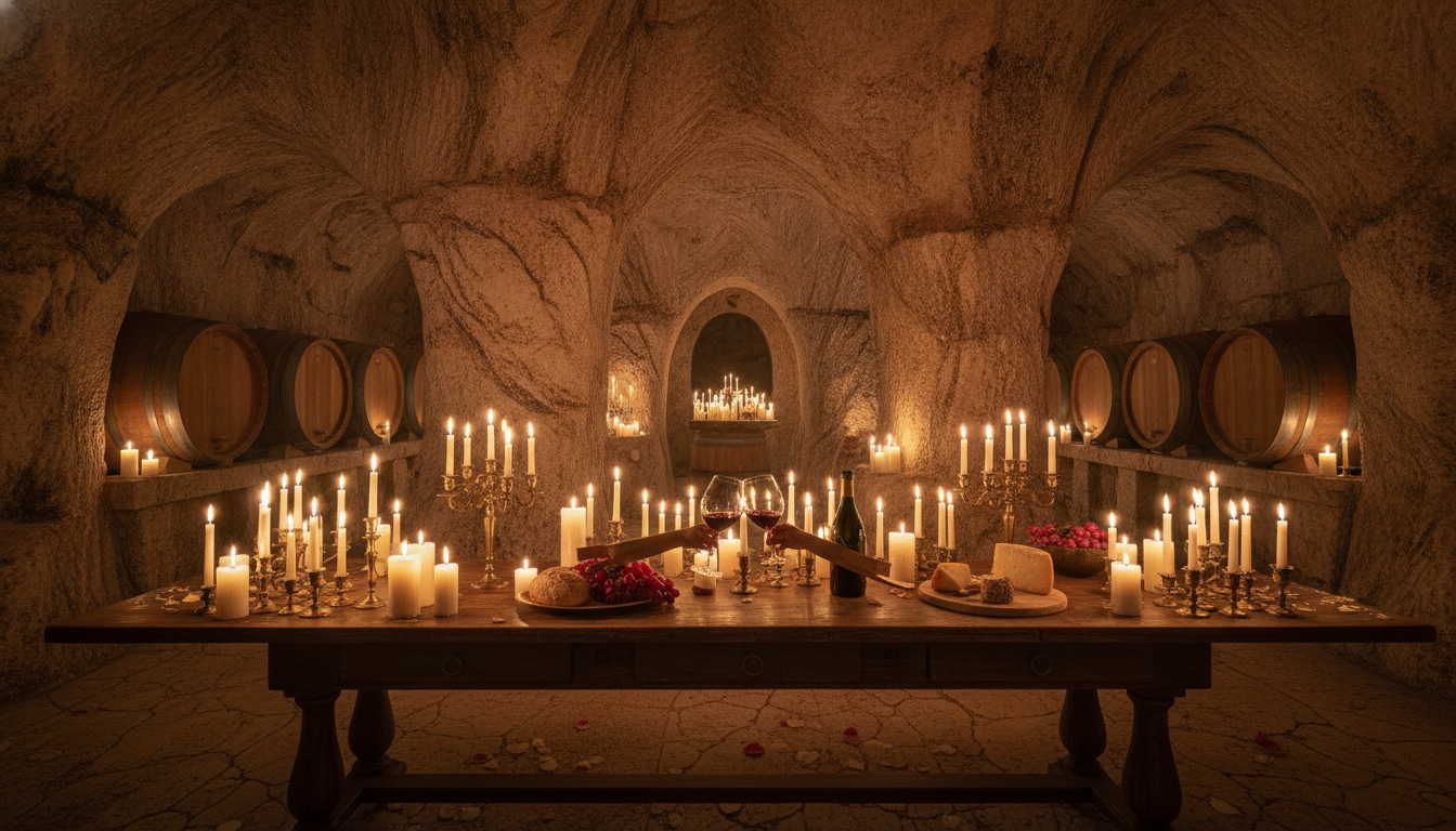 Wine cellar toast at a Tenuta Carapace wedding, Umbria – tenuta carapace wedding umbria – Kiss Me Italy