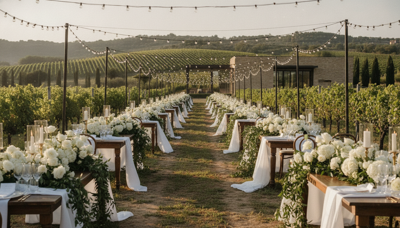 Wedding reception among the vines at Tenuta Carapace, Umbria – tenuta carapace wedding umbria – Kiss Me Italy