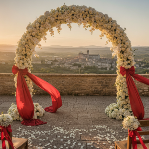 Elopement ceremony on the panoramic terrace of Tenuta San Masseo above Assisi – tenuta san masseo elopement assisi – Kiss Me Italy