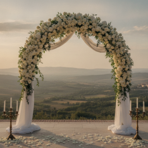 Wedding ceremony on the hilltop terrace of Tenuta San Masseo above Assisi – tenuta san masseo wedding assisi – Kiss Me Italy