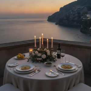 Proposal dinner on a panoramic corner above the sea at Hotel Tramonto d'Oro, Amalfi Coast – amalfi coast panoramic proposal dinner – Kiss Me Italy