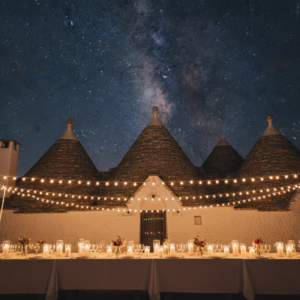 Evening wedding party under the stars among the trulli of Puglia – Trulli Wedding Experience – Kiss Me Italy