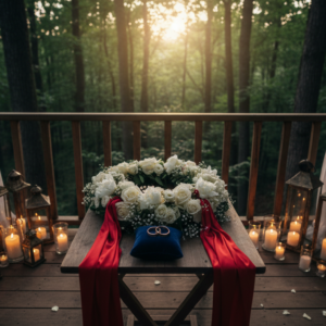 Anniversary vow renewal with rings and lanterns in a Tuscan tree house – tree house vow renewal – Kiss Me Italy