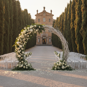 Wedding ceremony along the cypress avenue of Villa Cetinale near Siena – villa cetinale wedding – Kiss Me Italy