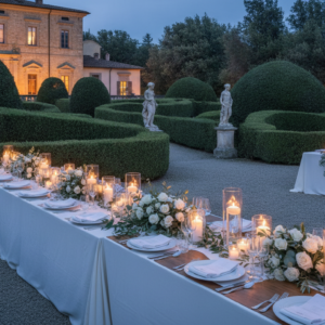 Wedding dinner in the baroque gardens of Villa Cetinale near Siena – villa cetinale wedding dinner – Kiss Me Italy