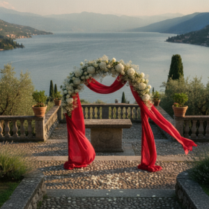 Elopement ceremony in the lakeview garden of Villa Cortine Palace, Lake Garda – villa cortine palace elopement lake garda – Kiss Me Italy