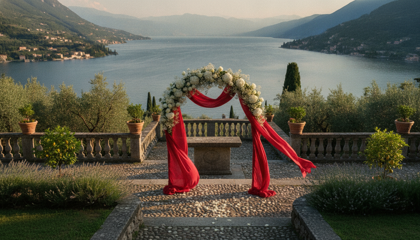 Elopement ceremony in the lakeview garden of Villa Cortine Palace, Lake Garda – villa cortine palace elopement lake garda – Kiss Me Italy