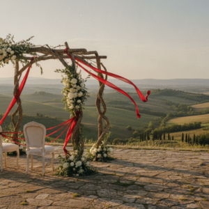 Symbolic elopement ceremony setup at Villa Cozzano, Umbria – villa cozzano elopement umbria – Kiss Me Italy